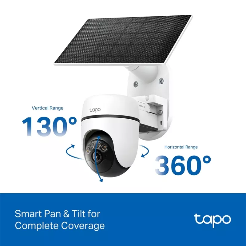 TP-Link Tapo Kit Cámara de Seguridad con Panel Solar y Giro/Inclinación