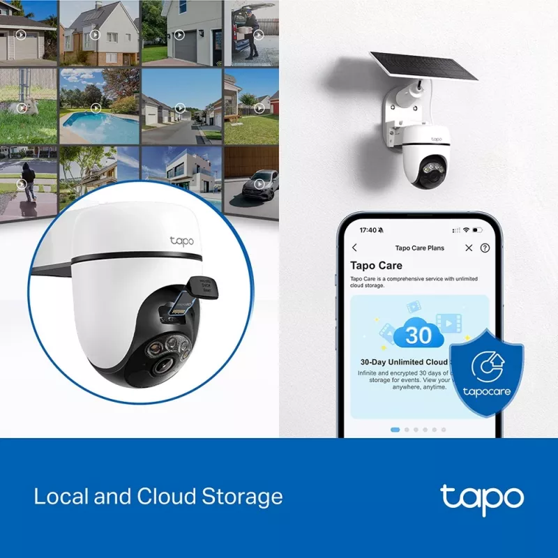 TP-Link Tapo Kit Cámara de Seguridad con Panel Solar y Giro/Inclinación