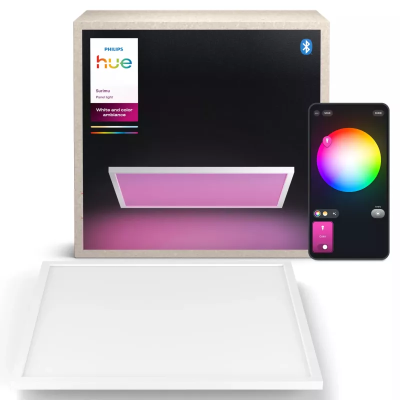 Panel LED Cuadrado Philips Surimu Square Panel, Bluetooth, Blanco, Carcasa de Aluminio, 220–240 V