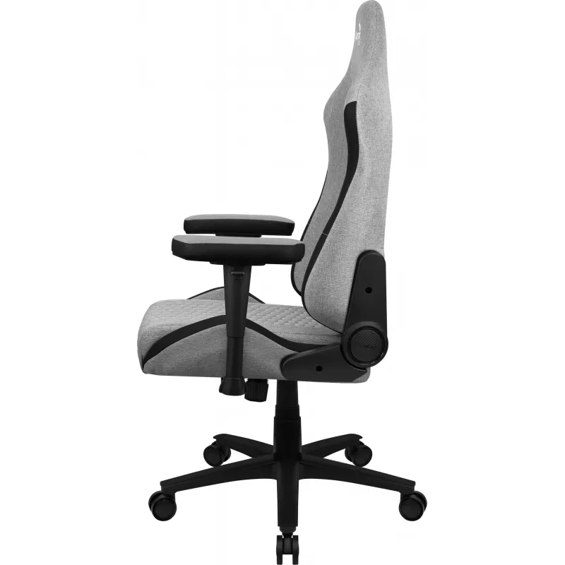 Silla gaming universal AEROCOOL CROWNASHGR — asiento/respaldo acolchados grises, reposabrazos 2D, estructura de acero, pistón de gas clase 4, peso máximo del usuario 150 kg
