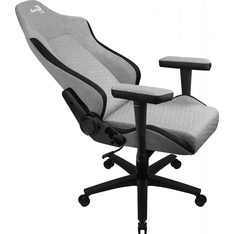 Silla gaming universal AEROCOOL CROWNASHGR — asiento/respaldo acolchados grises, reposabrazos 2D, estructura de acero, pistón de gas clase 4, peso máximo del usuario 150 kg