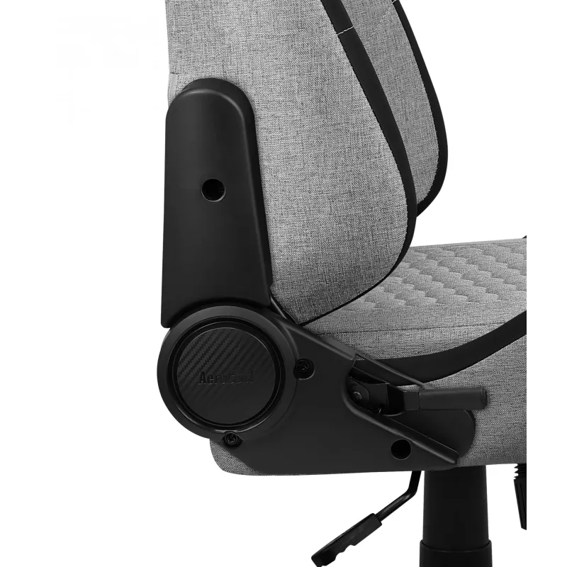 Silla gaming universal AEROCOOL CROWNASHGR — asiento/respaldo acolchados grises, reposabrazos 2D, estructura de acero, pistón de gas clase 4, peso máximo del usuario 150 kg