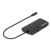 Manhattan Dock/Hub USB-C con lector de tarjetas, conexiones (x5): Ethernet, USB-A (3) y USB-C, 5 Gbit/s (USB 3.2 Gen1 alias USB 3.0), con Power Delivery (100W) al puerto USB-C (nota: se requiere fuente de alimentación USB-C y cable USB-C adicionales), universal para todos los dispositivos, aluminio