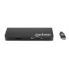 Manhattan Dock/Hub USB-C con lector de tarjetas, conexiones (x5): Ethernet, USB-A (3) y USB-C, 5 Gbit/s (USB 3.2 Gen1 alias USB 3.0), con Power Delivery (100W) al puerto USB-C (nota: se requiere fuente de alimentación USB-C y cable USB-C adicionales), universal para todos los dispositivos, aluminio
