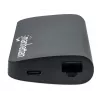 Manhattan Dock/Hub USB-C con lector de tarjetas, conexiones (x5): Ethernet, USB-A (3) y USB-C, 5 Gbit/s (USB 3.2 Gen1 alias USB 3.0), con Power Delivery (100W) al puerto USB-C (nota: se requiere fuente de alimentación USB-C y cable USB-C adicionales), universal para todos los dispositivos, aluminio