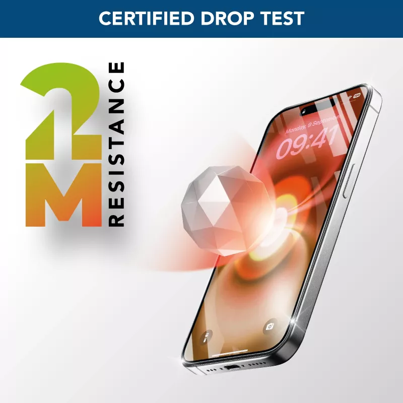 Cellularline Fortified Xtreme Glass - iPhone 16 vidrio templado ultrarresistente con bordes reforzados, fácil de instalar y extremadamente resistente