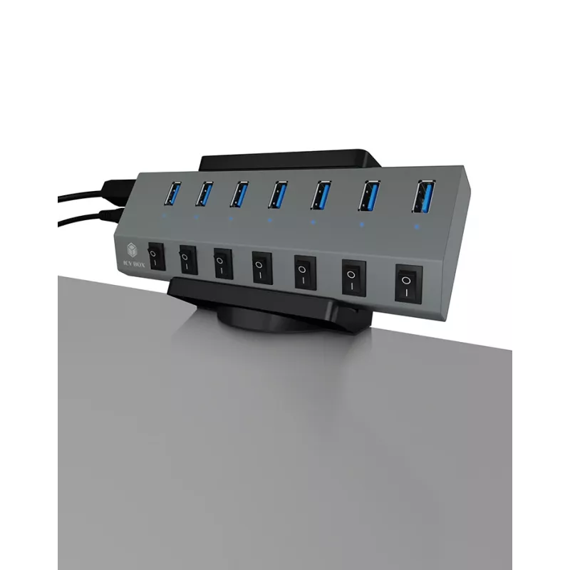 ICY BOX IB-MSA106-HH Soporte pasivo Hub USB Negro