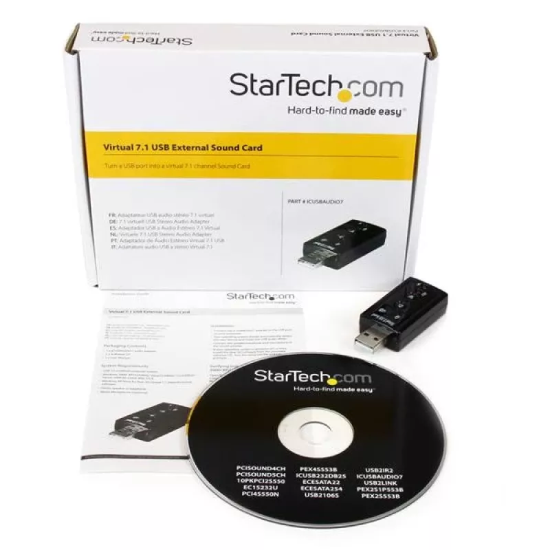 StarTech.com Adaptador de audio estéreo USB Virtual 7.1 Tarjeta de sonido externa
