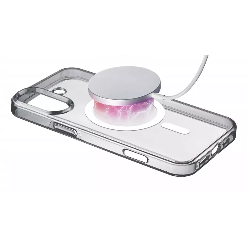 Cellularline Gloss Mag – Funda magnética para iPhone 16 para cargar y fijar al cargador MagSafe