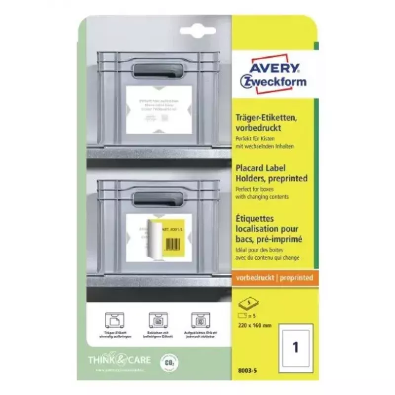 Avery fundas para carteles A4 gris claro 22x16cm 5 etiquetas