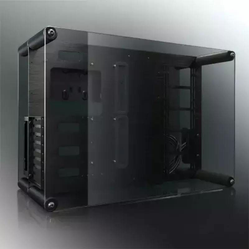 RAIJINTEK Paean caja para PC de sobremesa – negra transparente, ATX/Micro-ATX/Mini-ITX, 4x USB 3.2 Gen1, 3x bahías de 3,5 pulgadas + 3x de 2,5 pulgadas