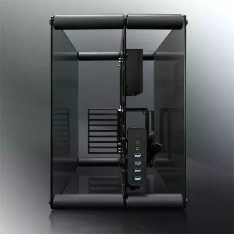 RAIJINTEK Paean caja para PC de sobremesa – negra transparente, ATX/Micro-ATX/Mini-ITX, 4x USB 3.2 Gen1, 3x bahías de 3,5 pulgadas + 3x de 2,5 pulgadas