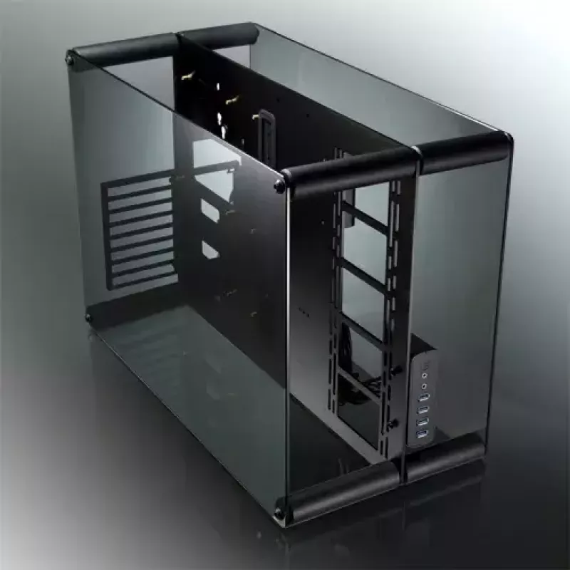 RAIJINTEK Paean caja para PC de sobremesa – negra transparente, ATX/Micro-ATX/Mini-ITX, 4x USB 3.2 Gen1, 3x bahías de 3,5 pulgadas + 3x de 2,5 pulgadas