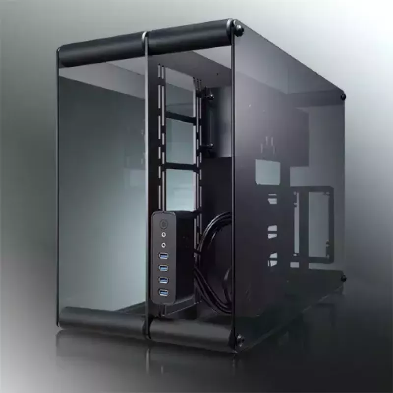 RAIJINTEK Paean caja para PC de sobremesa – negra transparente, ATX/Micro-ATX/Mini-ITX, 4x USB 3.2 Gen1, 3x bahías de 3,5 pulgadas + 3x de 2,5 pulgadas