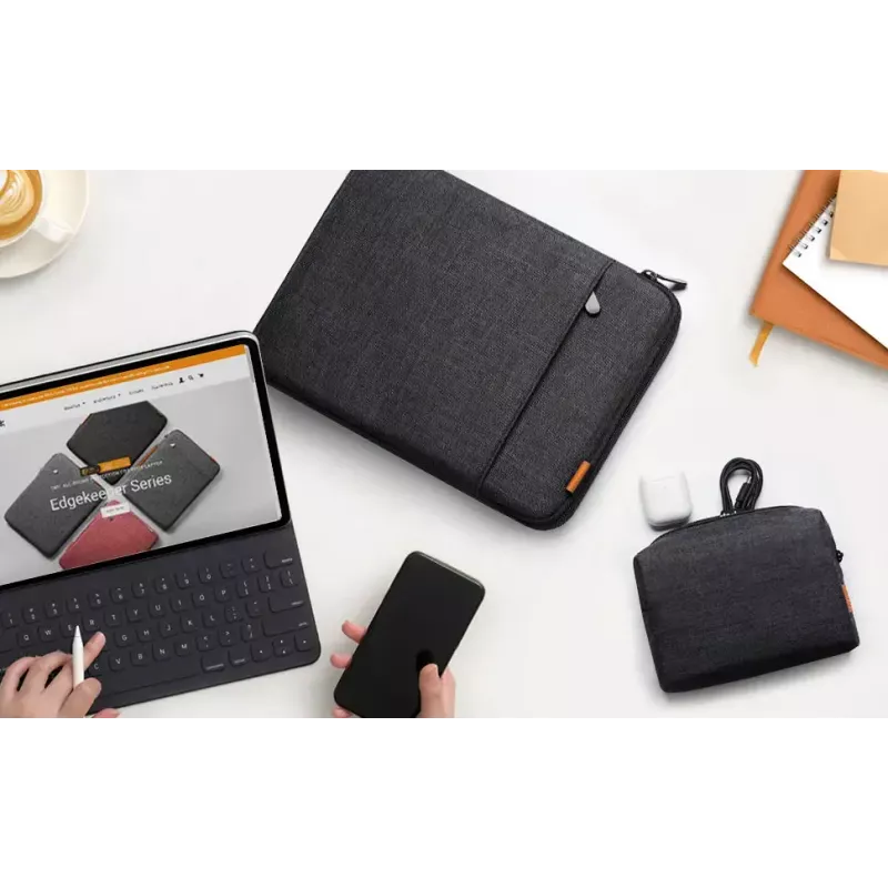 Inateck LB01006/S1 bolsa para portátil con bolsillo para accesorios, 14 pulgadas, negro/gris