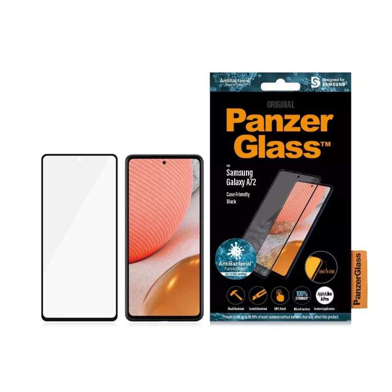 Protector de pantalla PanzerGlass Samsung Galaxy A72 resistente a arañazos y golpes