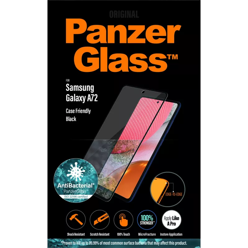 Protector de pantalla PanzerGlass Samsung Galaxy A72 resistente a arañazos y golpes