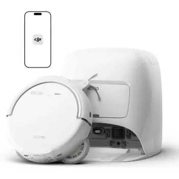 Robot aspirador y fregasuelos DJI ROMO S (versión con depósito de agua) — blanco, 4,4 kg, 0,26 L de polvo, depósitos de 4 L de agua limpia / 3,2 L de agua sucia, 5000 mAh