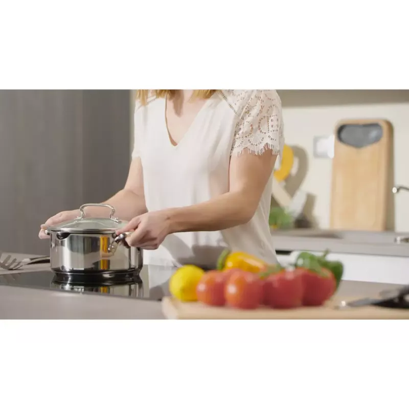 Set de ollas Tefal Duetto+ G719S7, acero inoxidable, 7 piezas (cacerolas con mango Ø16/20/24 cm, olla baja Ø16 cm), inducción, tapas, apto para horno hasta 250°C
