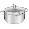 Set de ollas Tefal Duetto+ G719S7, acero inoxidable, 7 piezas (cacerolas con mango Ø16/20/24 cm, olla baja Ø16 cm), inducción, tapas, apto para horno hasta 250°C