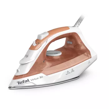 Tefal Virtuo 30 FV2C40E0 Plancha de ropa en seco y vapor, suela cerámica, 2000 W, melocotón, blanco