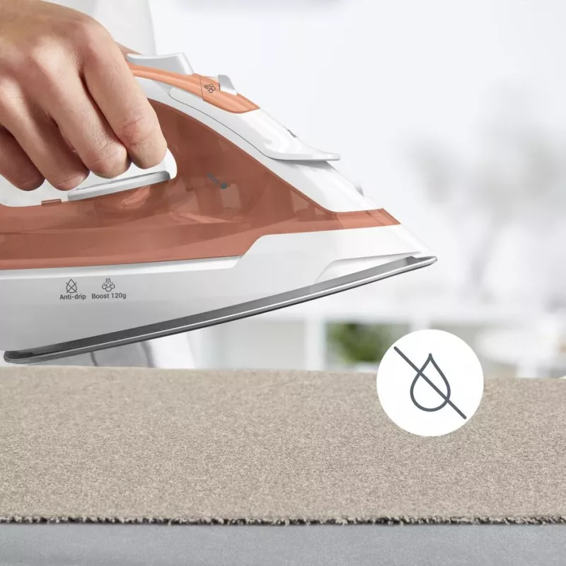 Tefal Virtuo 30 FV2C40E0 Plancha de ropa en seco y vapor, suela cerámica, 2000 W, melocotón, blanco