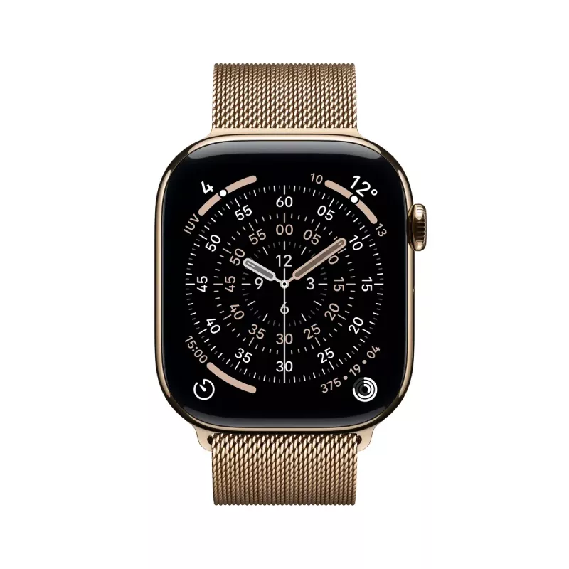 Smartwatch Apple Watch Series 11 GPS + Cellular 46mm carcasa de titanio dorado con Milanese Loop dorado M/L, 64GB, OLED, 416×496, resistente al agua 50m