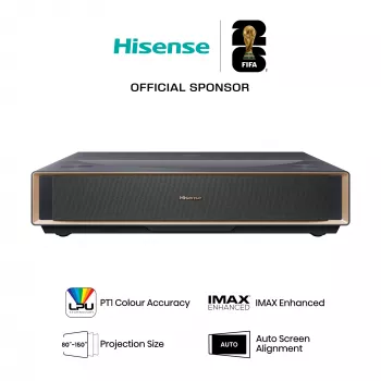 Proyector HISENSE PT1 3D Smart TV, nativo 16:9, Wi‑Fi y Ethernet, HDR (HLG), HDMI 2.0/2.1, negro