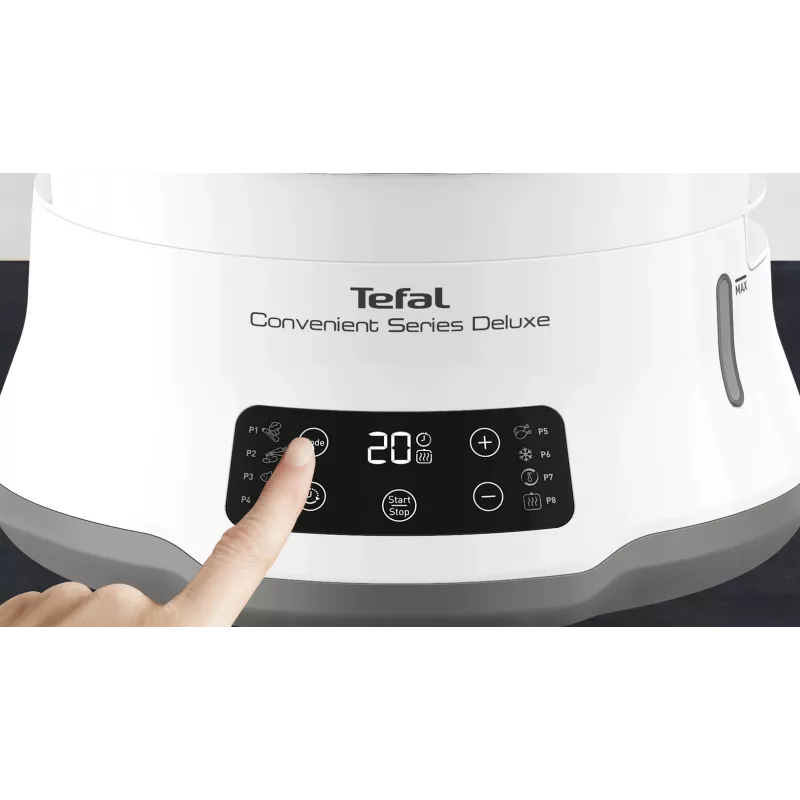 Tefal Convenient Series Deluxe VC502D Vaporera 3 cestas Encimera 900 W Acero inoxidable, blanco