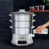 Tefal Convenient Series Deluxe VC502D Vaporera 3 cestas Encimera 900 W Acero inoxidable, blanco