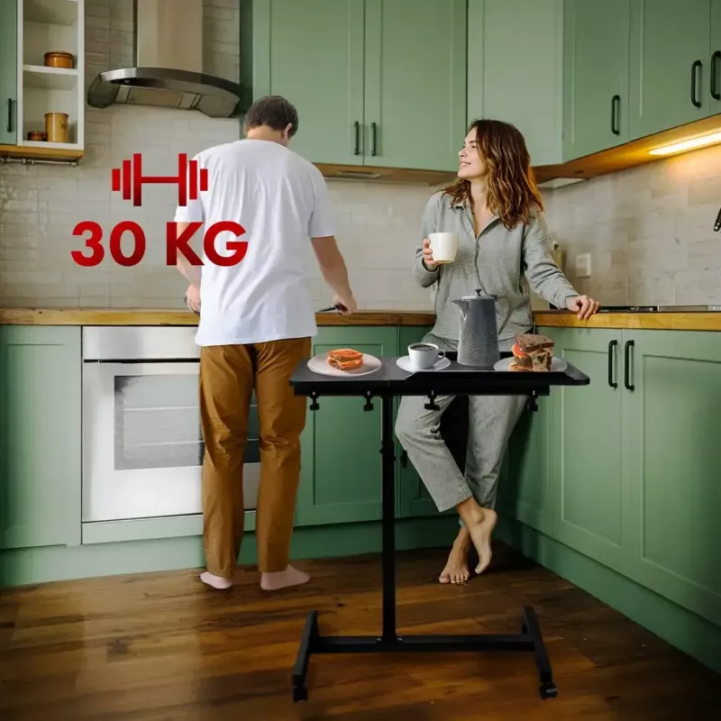 Soporte de mesa móvil y portátil con altura ajustable MACLEAN MC-121 B – altura, inclinación y ruedas ajustables, carga de 30 kg, negro