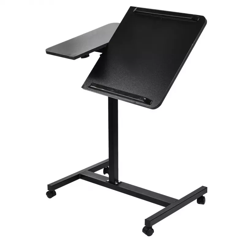Soporte de mesa móvil y portátil con altura ajustable MACLEAN MC-121 B – altura, inclinación y ruedas ajustables, carga de 30 kg, negro