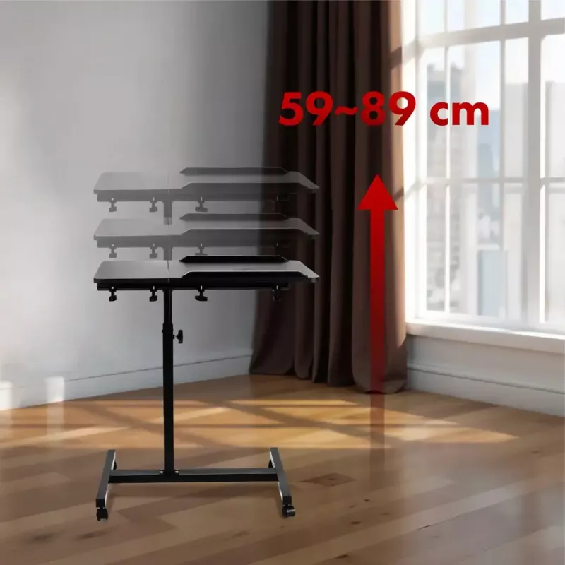 Soporte de mesa móvil y portátil con altura ajustable MACLEAN MC-121 B – altura, inclinación y ruedas ajustables, carga de 30 kg, negro