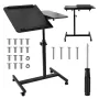 Soporte de mesa móvil y portátil con altura ajustable MACLEAN MC-121 B – altura, inclinación y ruedas ajustables, carga de 30 kg, negro