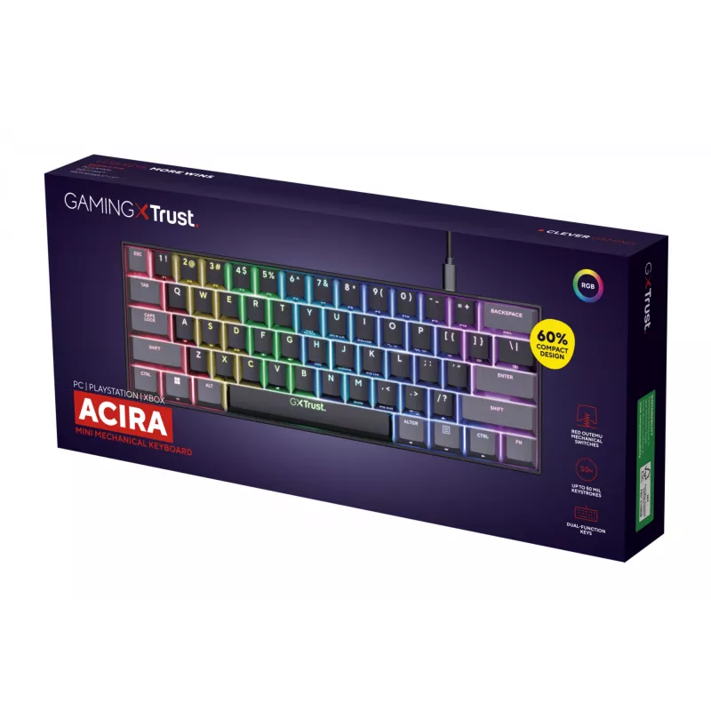 Trust GXT 867 Acira Teclado Gaming USB QWERTY US-Englisch Negro