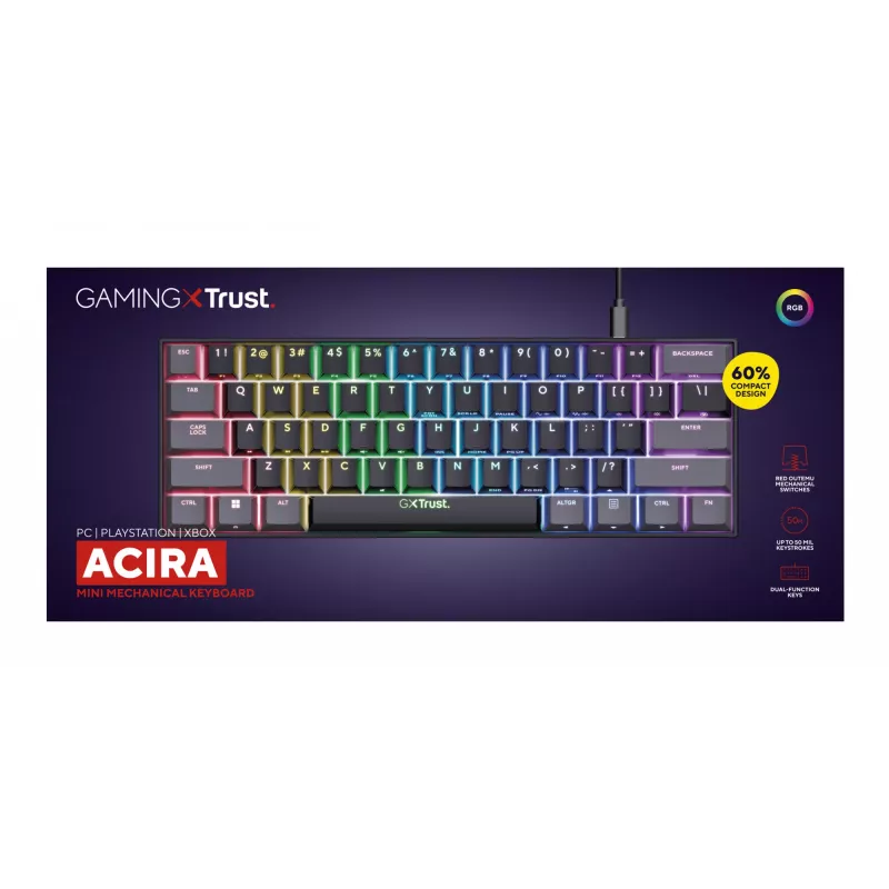 Trust GXT 867 Acira Teclado Gaming USB QWERTY US-Englisch Negro