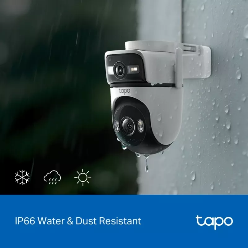 TP-Link Tapo Cámara de seguridad exterior de doble lente con giro/inclinación, Cámara de seguridad IP, Exterior, Cableado e Inalámbrico, Montaje en techo/pared/mástil, Blanco, Esférico