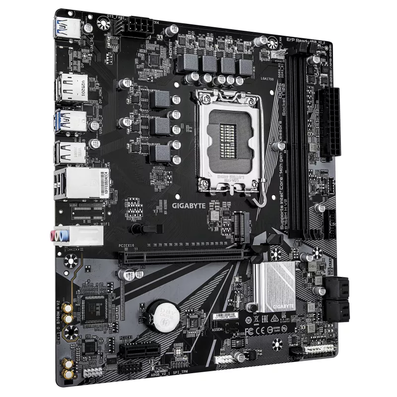 GIGABYTE B760M H V2 Placa base – Compatible con CPUs Intel Core de 14.ª generación, VRM digital de 5+1+1 fases, hasta 8000 MHz DDR5 (O.C.), 1x PCIe 4.0 M.2, 1GbE LAN, USB 3.2 Gen1