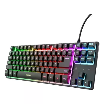 Teclado gaming tenkeyless TRUST GXT 833 Thado, TKL 87 teclas, USB, QWERTY US, Membrana, RGB, Negro
