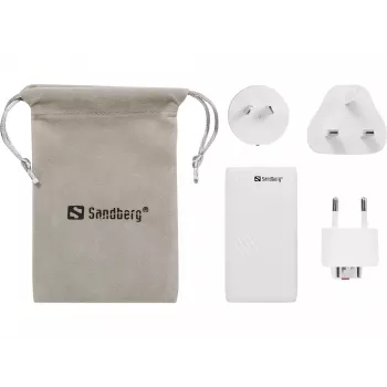 Sandberg 4in1 TravelCharger 65W blanco, interior, AC, 20 V, blanco