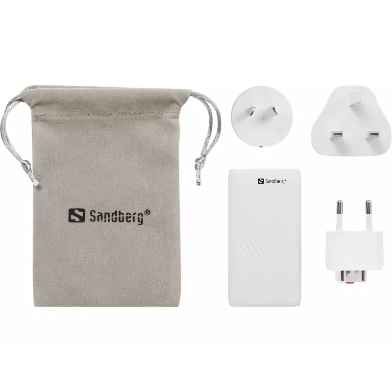 Sandberg 4in1 TravelCharger 65W blanco, interior, AC, 20 V, blanco