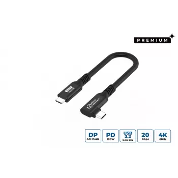 Cable USB-C a USB-C MicroConnect USB3.2CC015-A, USB 3.2 Gen 2x2, 20 Gbit/s, 0,15 m, negro