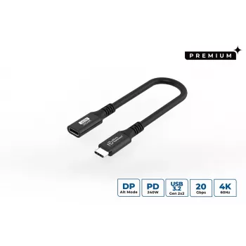 Cable USB-C a USB-C MicroConnect USB3.2CC015EX, USB 3.2 Gen 2x2, 0,15 m, negro