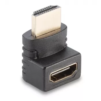 Adaptador en ángulo de 90 grados Lindy conector hembra HDMI a conector macho HDMI hacia arriba