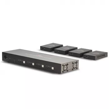 Lindy 70m Cat.6 4x4 HDMI 4K60 Matrix Extender, 3840 x 2160 píxeles, transmisor y receptor AV, 70 m, cableado, negro, HDCP