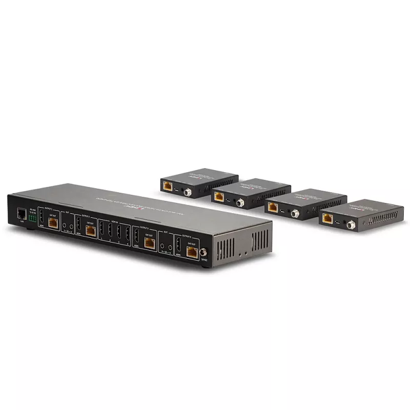Lindy 70m Cat.6 4x4 HDMI 4K60 Matrix Extender, 3840 x 2160 píxeles, transmisor y receptor AV, 70 m, cableado, negro, HDCP