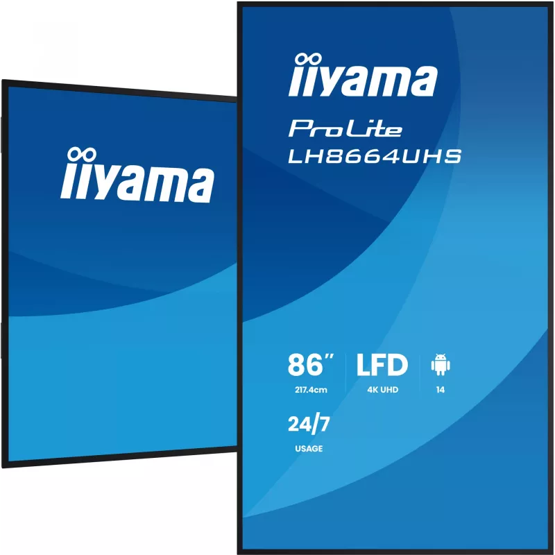 Pantalla plana de señalización digital IIYAMA LH8664UHS-B3AG — 85,6