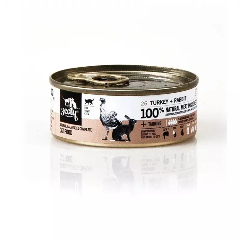3Coty comida húmeda para gatos con pavo y conejo 80 g
