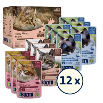 Bozita Tasty meat menu Multibox mix in jelly comida húmeda para gatos 12x85 g