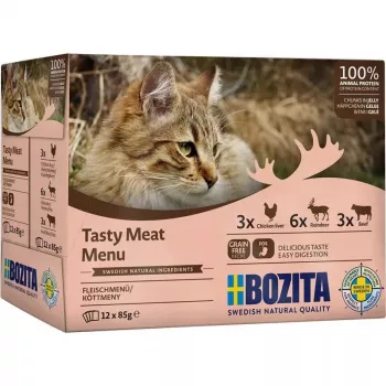 Bozita Tasty meat menu Multibox mix in jelly comida húmeda para gatos 12x85 g